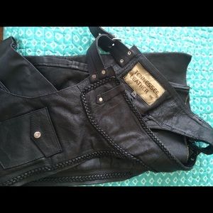 Ladies 3x leather motorcycle riding chaps